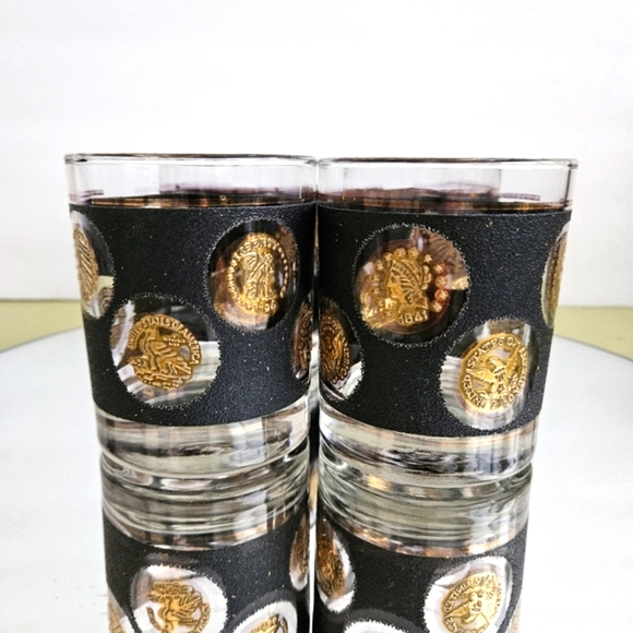 Vintage 22K Gold & Black Libbey Glass Set - Picture 3 of 4